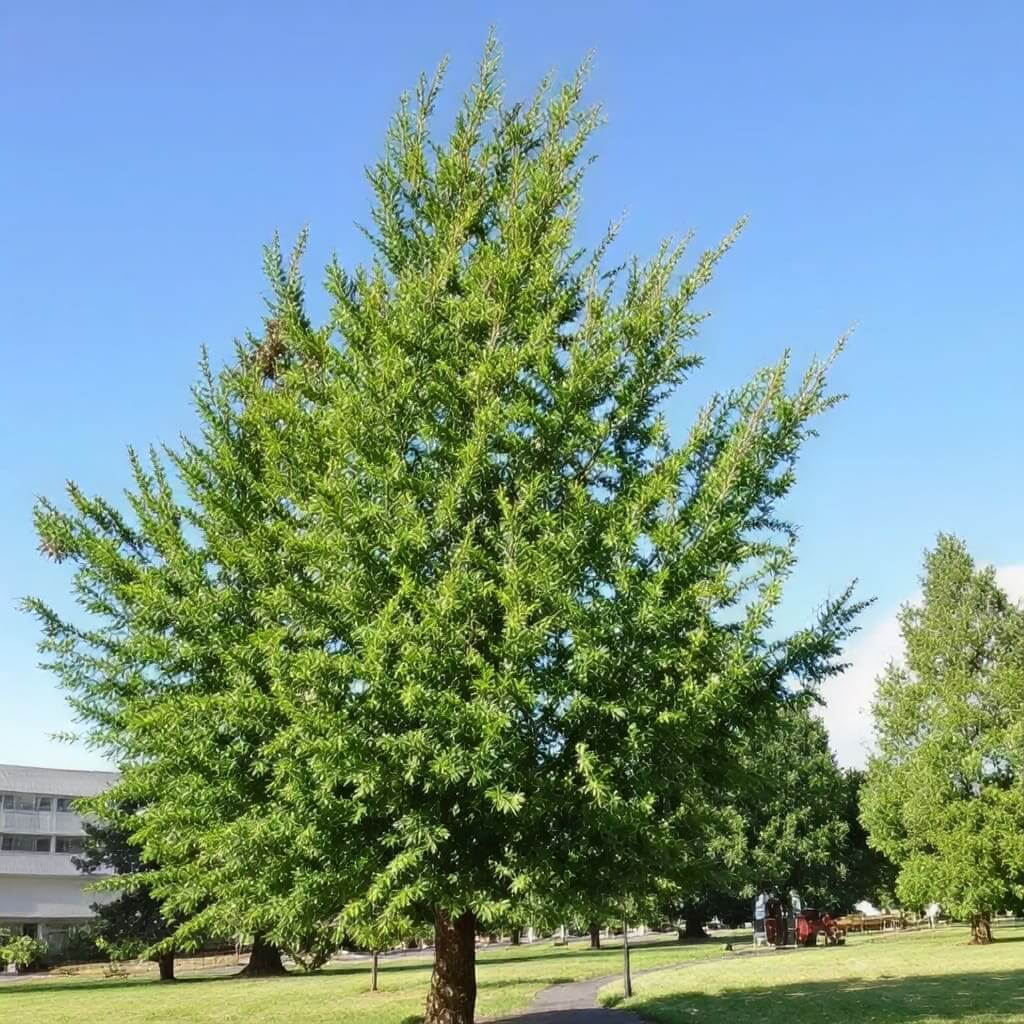 Large leafy tree under clear blue sky
